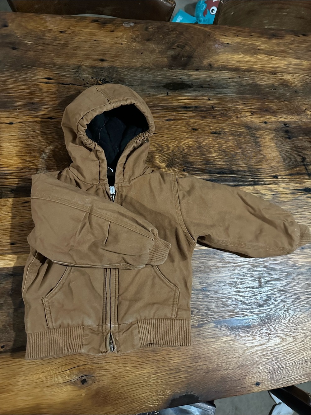 Brown Hooded Kids Zip-Up Jacket